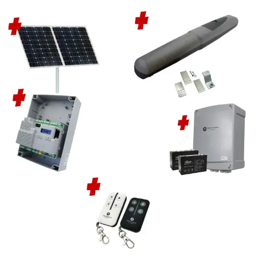 [AXO3-1S-ZLX24-SOLAR-BK] Solar Powered Single Swing Gate Automation Base Kit Super Duty Linear Actuator with Limit Stops and Encoder Made in Italy