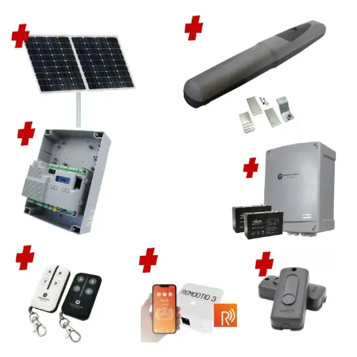 [AXO3-1S-ZLX24-SOLAR-R] Solar Powered Single Swing Gate Automation Remootio Kit Super Duty Linear Actuator with Limit Stops and Encoder Made in Italy