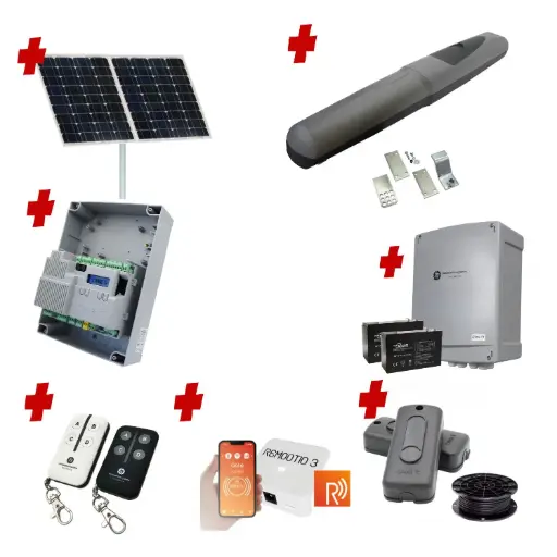 [AXO3-1S-ZLX24-SOLAR-R] Solar Powered Single Swing Gate Automation Remootio Kit Super Duty Linear Actuator with Limit Stops and Encoder Made in Italy