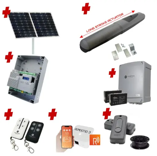 [AXO5-1S-ZLX24-SOLAR-R] Solar Powered Swing Gate Automation Remootio Kit Super Duty Linear Actuator with Limit Stops and Encoder Made in Italy 