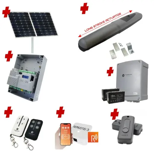 [AXO5-1S-ZLX24-SOLAR-R] Solar Powered Swing Gate Automation Remootio Kit Super Duty Linear Actuator with Limit Stops and Encoder Made in Italy 