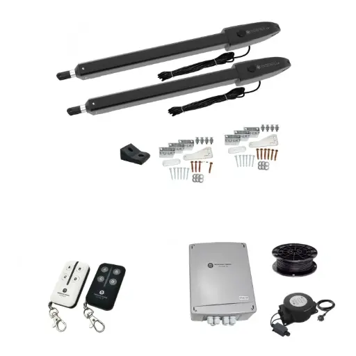 [ORION-LS-2D-E-BK] Orion LS Automatic Dual Swing Driveway Gate Opener Kit - 24V Electric, Linear Actuator, Long Stroke