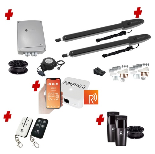 [Orion-LS-2D-E-R] Remootio Orion LS Low Voltage 24V Automatic Double Swing Driveway Gate Opener 24 Volt Kit ROBUST Slimline Compact Design