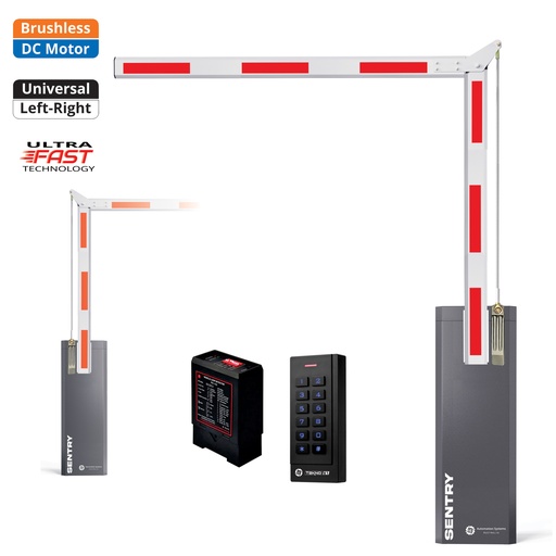 [SENTRY-A90-P-SE+FE] SENTRY BRUSHLESS Electric 90 Degree Boom Barrier Gate High Duty Cycle Suitable for parking underground garage offices low clearance with Keypad Loop