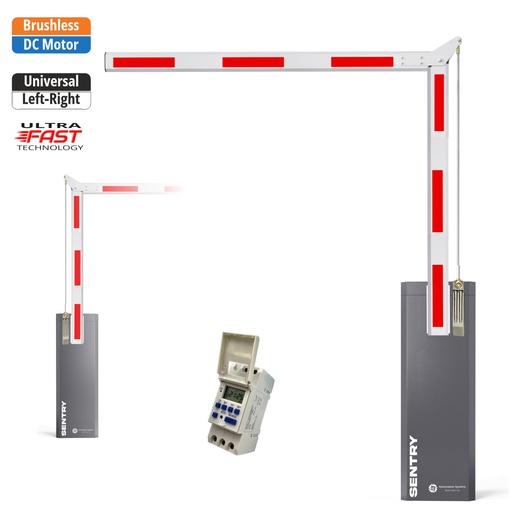 [SENTRY-A90-P-WT] SENTRY BRUSHLESS Electric Automatic Folding 90 Degree Boom Barrier Gate High Duty Cycle Suitable for parking underground garage offices low Clearance