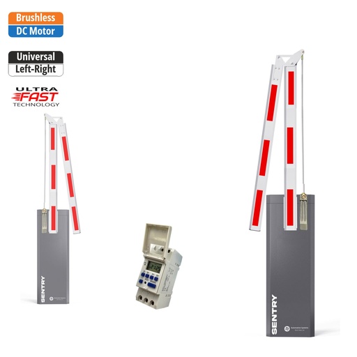 [SENTRY-A180-P-WT] SENTRY BRUSHLESS Electric Folding 180 Degree Boom Barrier Gate High Duty Cycle parking underground garage offices low clearance with Keypad Pin Code