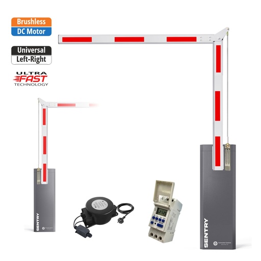 [SENTRY-A90-E-WT] SENTRY BRUSHLESS Low Voltage Articulated 90 Boom Barrier Gate Weekly Timer