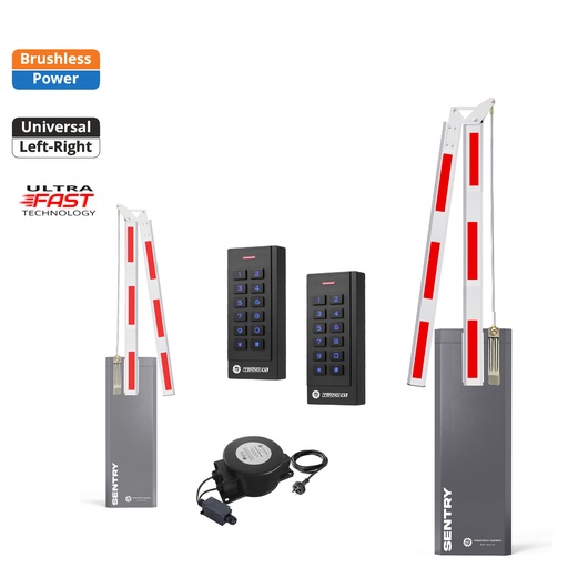 [SENTRY-A180-E-SE+SE] SENTRY BRUSHLESS Low Voltage Articulated 180 Boom Barrier Gate Keypads