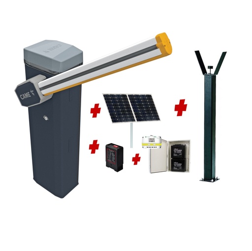 [CAME-GT8-SA-SOLAR-FE] CAME Gard 8m Solar    Low Voltage Automatic Boom Barrier Gate High Duty Cycle Suitable for Parking Depot Yards Caravan Park offices with Loop Detector