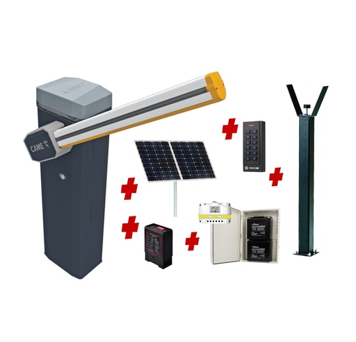 [CAME-GT8-SA-SOLAR-SE+FE] CAME Gard 8m Solar Powered    Low Voltage Automatic Boom Barrier Gate High Duty Cycle Parking Depot Yards Caravan Park offices with Keypad Loop Detector