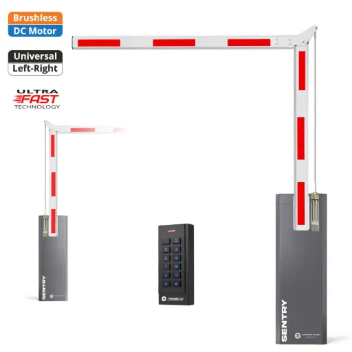 [SENTRY-A90-P-SE] SENTRY BRUSHLESS Electric Automatic Folding 90 Degree Boom Barrier Gate High Duty Cycle Suitable for parking underground garage offices low Clearance