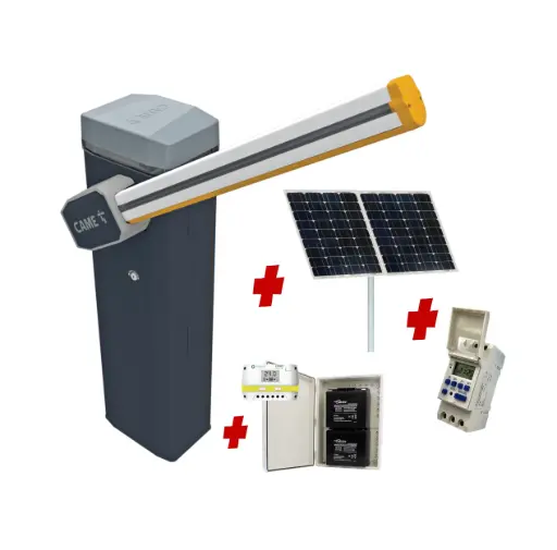 [CAME-GT4-SA-SOLAR-WT] CAME Gard 4m Solar Powered    Low Voltage Automatic Boom Barrier Gate High Duty Cycle Parking Depot Yards Caravan Park offices with Weekly Timer