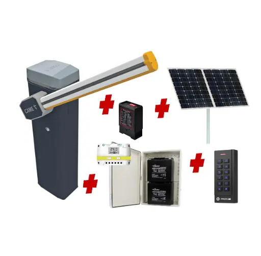 [CAME-GT4-SA-SOLAR-SE+FE] CAME Gard 4m Solar Powered    Low Voltage Automatic Boom Barrier Gate High Duty Cycle Parking Depot Yards Caravan Park offices with Keypad Loop Detector
