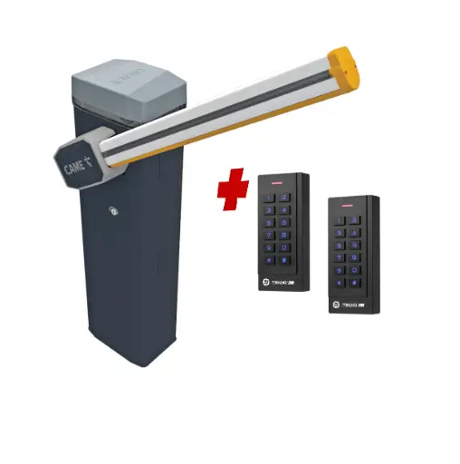 [CAME-GT4-SA-P-SE+SE] CAME Gard 4m Electric Automatic Boom Barrier Gate High Duty Cycle Suitable for Parking Depot Yards Caravan Park offices with TWO Keypads Entry Exit