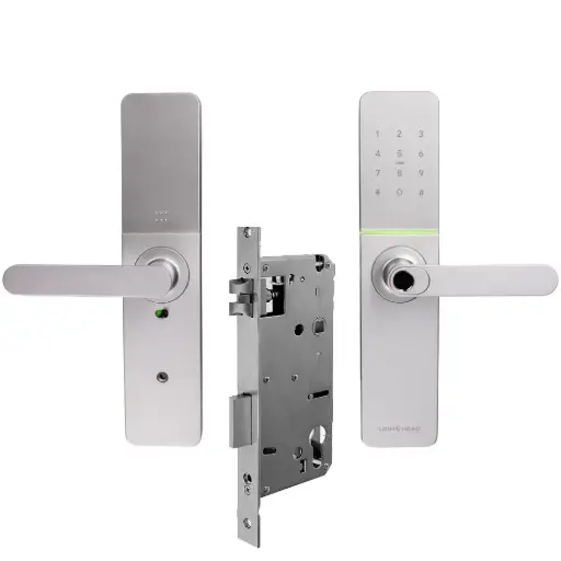 [LHL-P1-S-ENMORE] Enmore (Silver) With Built In WiFi Digital Entrance Lock with Mobile APP (Bluetooth, Wi-Fi, Fingerprint, EM Card) IP55 Weather Resistance