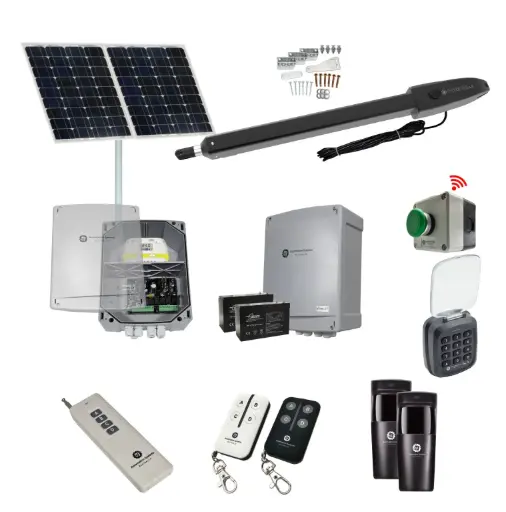 [ORION-LS-1S-SOLAR-FG2] Orion LS Solar Powered Farm Gate 24V Automatic Rural Swing Driveway Gate Opener Solar Powered Kit ROBUST Heavy Duty Design ENTRY KEYPAD and EXIT BUTTON KIT 