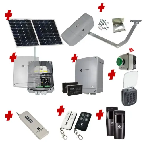 [RAPTOR-1S-SOLAR-FG2] RAPTOR Extra Heavy Duty ITALIAN Electric Farm Gate 24V Automatic Rural Swing Driveway Gate Opener Solar Powered ROBUST Heavy Duty Design ENTRY KEYPAD and EXIT BUTTON KIT