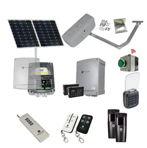 [RAPTOR-1S-SOLAR-FG2] RAPTOR Extra Heavy Duty ITALIAN Electric Farm Gate 24V Automatic Rural Swing Driveway Gate Opener Solar Powered ROBUST Heavy Duty Design ENTRY KEYPAD and EXIT BUTTON KIT
