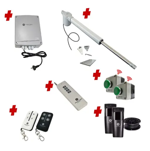 [V5-1S-P-FG3] Viper 5 Long Stroke ITALIAN Electric Farm Gate 24V Automatic Rural Swing Driveway Gate Opener 24 Volt Kit ROBUST Heavy Duty Design ENTRY and EXIT BUTTON KIT 