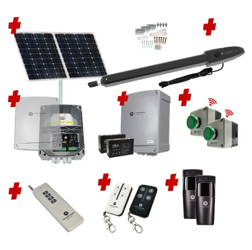 [ORION-LS-1S-SOLAR-FG3] Orion LS Solar Powered Farm Gate 24V Automatic Rural Swing Driveway Gate Opener Solar Powered Kit ROBUST Heavy Duty Design ENTRY and EXIT BUTTON KIT 