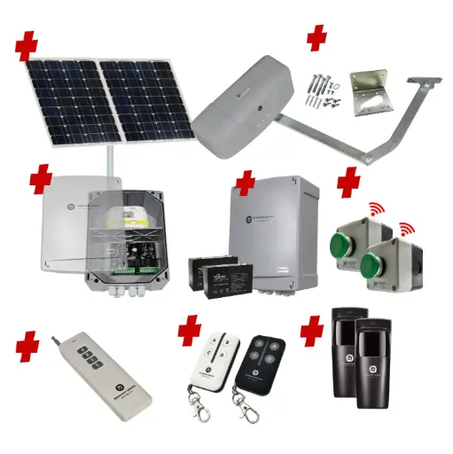 [RAPTOR-1S-SOLAR-FG3] RAPTOR Extra Heavy Duty ITALIAN Electric Farm Gate 24V Automatic Rural Swing Driveway Gate Opener Solar Powered ROBUST Heavy Duty Design ENTRY and EXIT BUTTON KIT