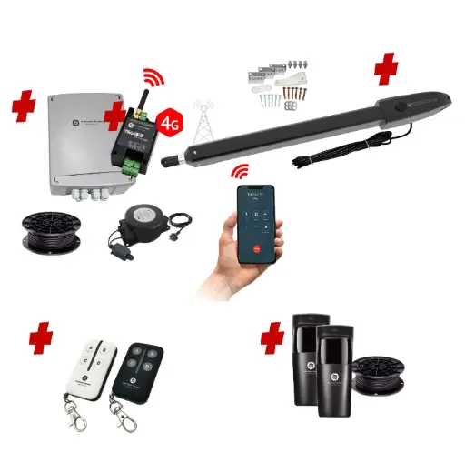 [ORION-LS-1S-E-S1] Orion LS Low Voltage Farm Gate 24V Automatic Rural Swing Driveway Gate Opener Low Voltage Kit ROBUST Heavy Duty Design with 4G Mobile Control