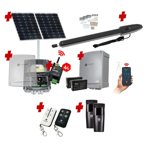 [ORION-LS-1S-SOLAR-S1] Orion LS Solar Powered Farm Gate Automatic Rural Swing Driveway Gate Opener 24 Volt Kit ROBUST Heavy Duty Design with 4G Mobile Control