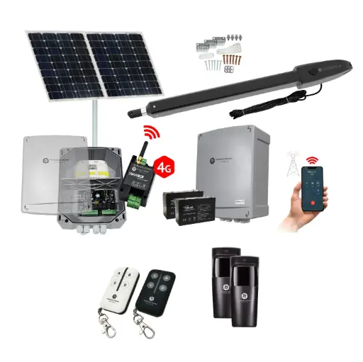 [ORION-LS-1S-SOLAR-S1] Orion LS Solar Powered Farm Gate Automatic Rural Swing Driveway Gate Opener 24 Volt Kit ROBUST Heavy Duty Design with 4G Mobile Control