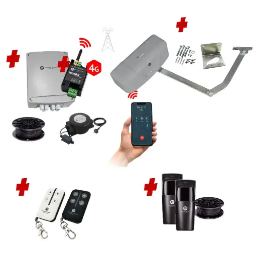 [RAPTOR-1S-E-S1] RAPTOR Extra Heavy Duty ITALIAN Low Voltage Farm Gate 24V Automatic Rural Swing Driveway Gate Opener 24 Volt Kit ROBUST Heavy Duty Design with 4G Mobile Control