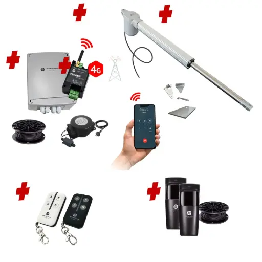 [V5-1S-E-S1] Viper 5 Long Stroke ITALIAN Low Voltage Farm Gate 24V Automatic Rural Swing Driveway Gate Opener 24 Volt Kit ROBUST Heavy Duty Design with 4G Mobile Control