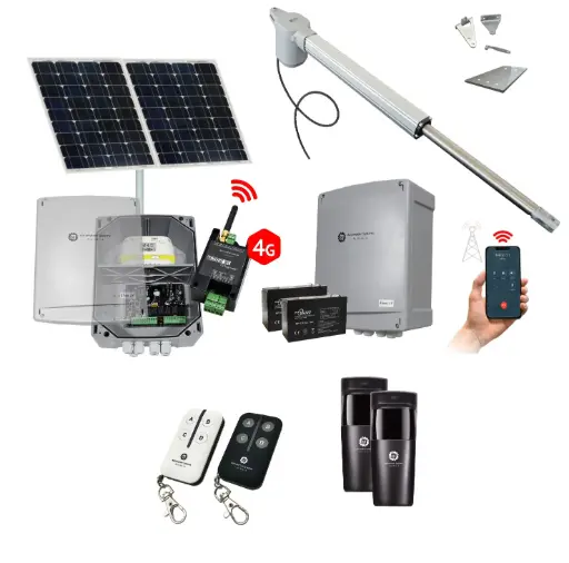 [V5-1S-SOLAR-S1] Viper 5 Long Stroke ITALIAN Solar Powered Farm Gate Automatic Rural Swing Driveway Gate Opener 24 Volt Kit ROBUST Heavy Duty Design with 4G Mobile Control