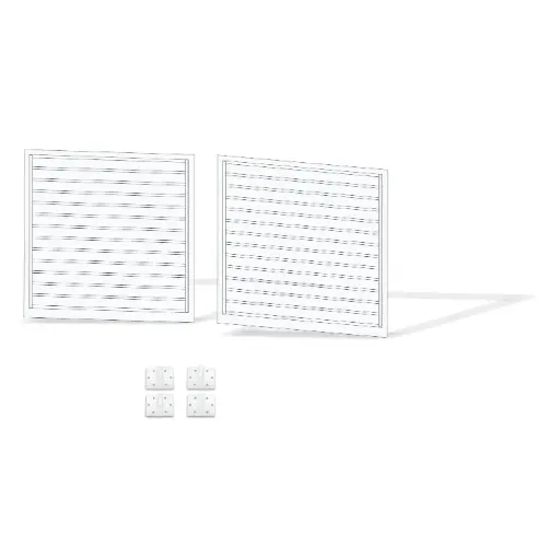 [FRAME12-1785WH-ALUCLAD x2+HINGES] 3600mm Double Swing Driveway Gates Opening (1200mm H) 3.6×1.2m Horizontal Slat Gate + Hinges (Pearl Gloss White Powder Coat)