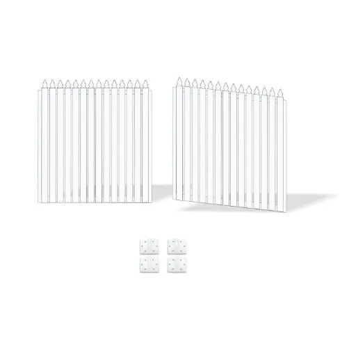 [FRAME15-1485WH-PICKET x2+HINGES] 3000mm Double Swing Driveway Gates Opening (1600mm H) 3.0×1.6m Aluminum Picket Gate + Hinges (Pearl Gloss White Powder Coat)
