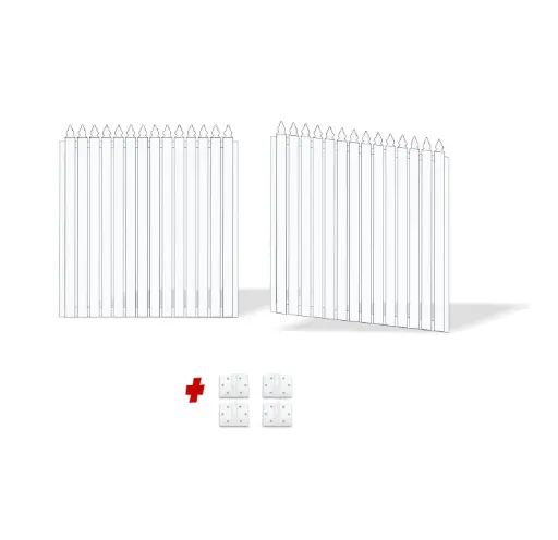 [FRAME18-1485WH-PICKET x2+HINGES] 3000mm Double Swing Driveway Gates Opening (1900mm H) 3.0mx1.9m Aluminum Picket Gate + Hinges (Pearl Gloss White Powder Coat)