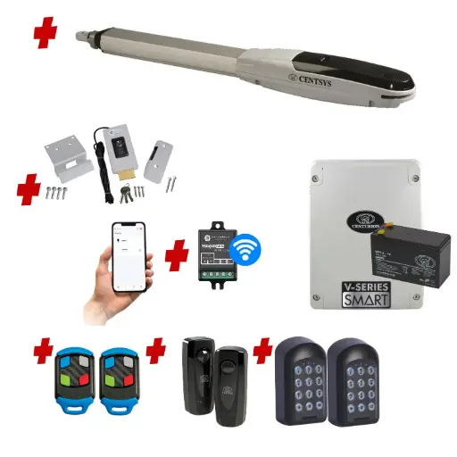 [V500-1S-P-AU] Centsys V500 Smart (240V) Single Swing Gate System with Mobile APP, Two Keypads and Electric Lock