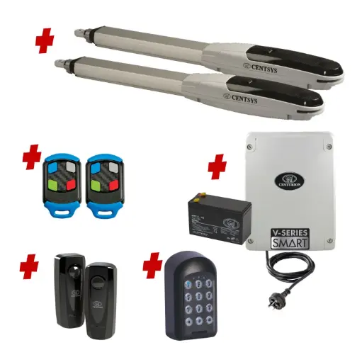 [V500-2d-P-AS] Centsys V500 Smart (240V) Double Swing Gate System with Keypad