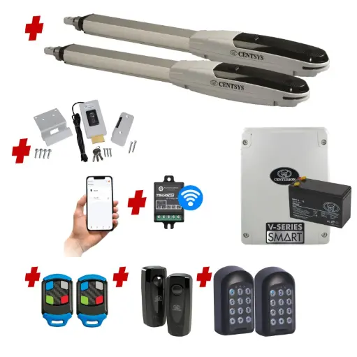 [V500-2d-P-AU] Centsys V500 Smart (240V) Double Swing Gate System with Mobile APP, Two Keypads and Electric Lock