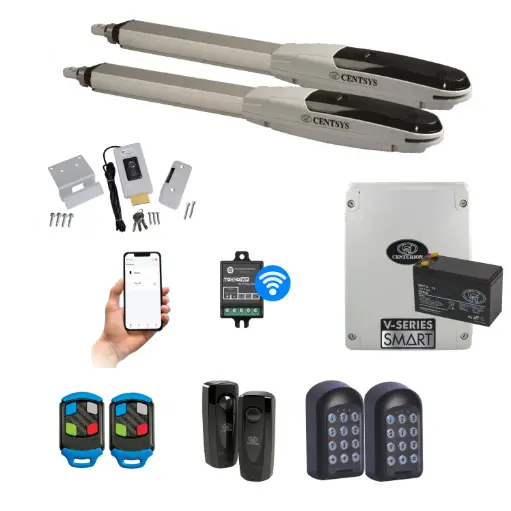 [V500-2d-P-AU] Centsys V500 Smart (240V) Double Swing Gate System with Mobile APP, Two Keypads and Electric Lock