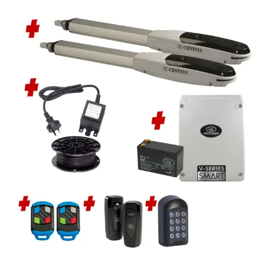 [V500-2d-E-AS] Centsys V500 Smart (24V) Double Swing Gate System with Keypad