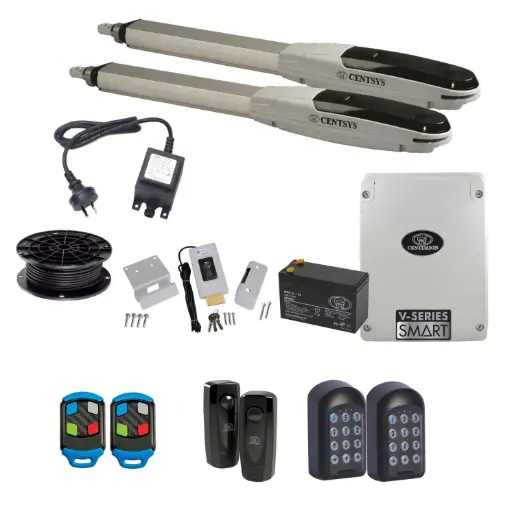 [V500-2d-E-AP] Centsys V500 Smart (24V) Double Swing Gate System with Two Keypads and Electric Lock