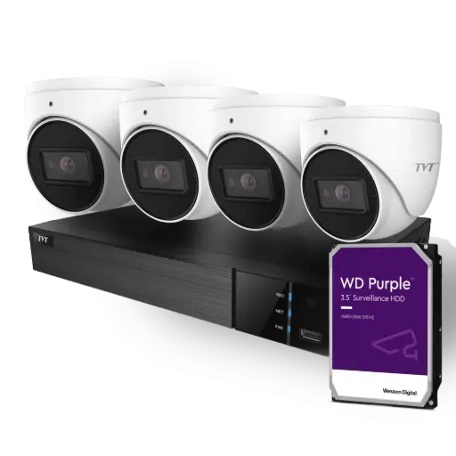 TVT 6MP 4 Camera – 4 Channel POE NVR Kit (NDAA Compliant) Includes 2TB HDD