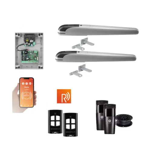 [BOB5-2D-P-R] Remootio BOB 5 High Thrust Long Stroke ITALIAN Electric 24V Low Voltage Automatic Double Swing Driveway Gate Opener Kit ROBUST Heavy Duty Design