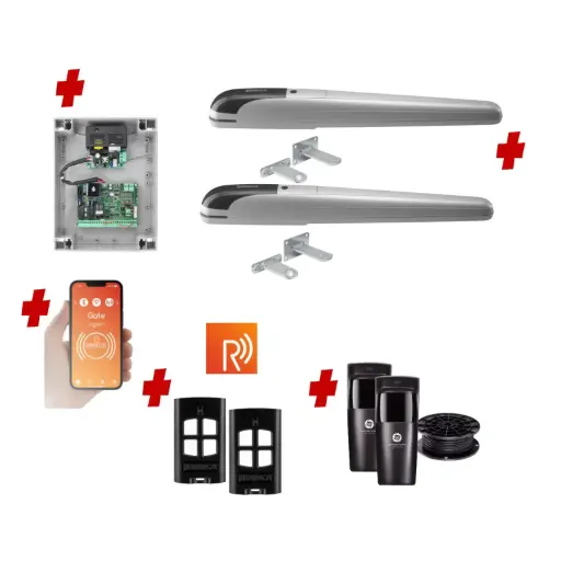 [BOB5-2D-P-R] Remootio BOB 5 High Thrust Long Stroke ITALIAN Electric 24V Low Voltage Automatic Double Swing Driveway Gate Opener Kit ROBUST Heavy Duty Design