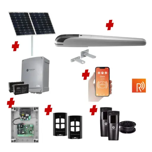 [BOB5-1S-SOLAR-R] Remootio BOB 5 High Thrust Long Stroke ITALIAN Solar Powered Automatic Swing Driveway Gate Opener 24 Volt Kit ROBUST Heavy Duty Design 