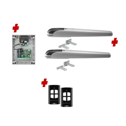 [BOB5-2D-P-BK] BOB 5 High Thrust Long Stroke ITALIAN Electric 24V Low Voltage Automatic Double Swing Driveway Gate Opener Kit ROBUST Heavy Duty Design BASE KIT