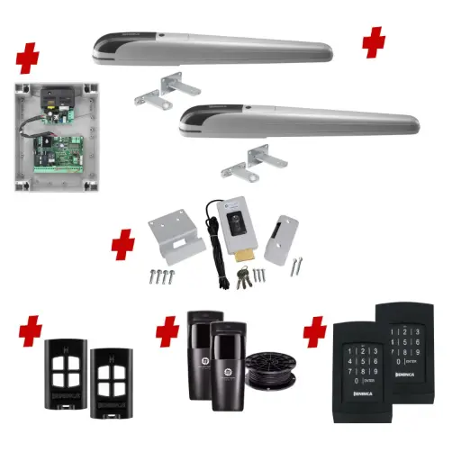 [BOB5-2D-P-AP] BOB 5 High Thrust Long Stroke ITALIAN Electric 24V Low Voltage Automatic Double Swing Driveway Gate Opener Kit ROBUST Heavy Duty Design with TWO Keypads Entry Exit