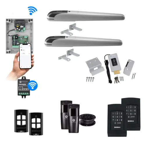 [BOB5-2D-P-AU] BOB 5 High Thrust Long Stroke ITALIAN Electric 24V Low Voltage Automatic Double Swing Driveway Gate Opener Kit ROBUST Heavy Duty Design with Wifi Mobile App Control and Keypad Entry Exit
