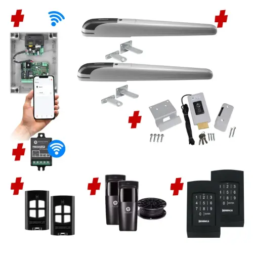 [BOB5-2D-P-AU] BOB 5 High Thrust Long Stroke ITALIAN Electric 24V Low Voltage Automatic Double Swing Driveway Gate Opener Kit ROBUST Heavy Duty Design with Wifi Mobile App Control and Keypad Entry Exit