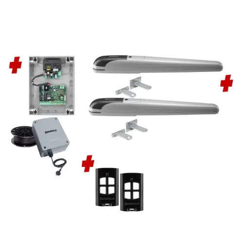 [BOB5-2D-E-BK] BOB 5 High Thrust Long Stroke ITALIAN Low Voltage 24V Automatic Double Swing Driveway Gate Opener 24 Volt Kit ROBUST Heavy Duty Design BASE KIT 