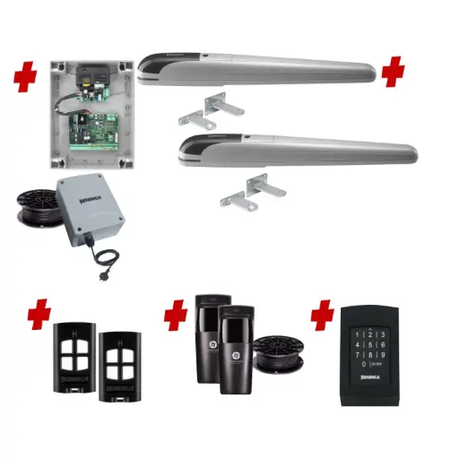 [BOB5-2D-E-AS] BOB 5 High Thrust Long Stroke ITALIAN Low Voltage 24V Automatic Double Swing Driveway Gate Opener 24 Volt Kit ROBUST Heavy Duty Design with Keypad Pin Code